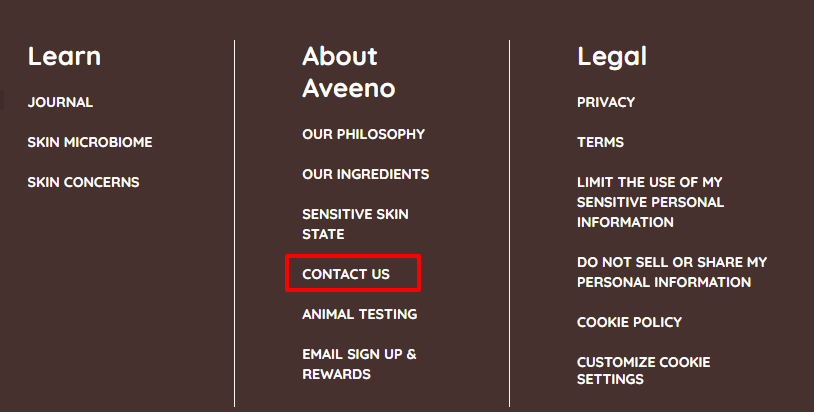 How to Contact Aveeno Customer Service Step 3